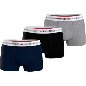 Tommy Hilfiger trunk (3-pack), heren boxers normale lengte, zwart, blauw, grijs -  Maat: L
