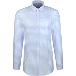 Seidensticker regular fit overhemd, popeline, blauw geruit