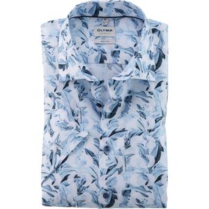 OLYMP Level 5 body fit overhemd, korte mouw, popeline, bleu dessin