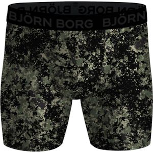 Bjorn Borg Performance boxers, microfiber heren boxers lange pijpen (1-pack), groen dessin -  Maat: XS