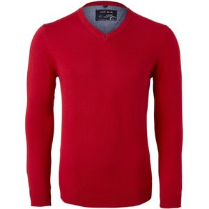MARVELIS modern fit trui katoen, V-hals, rood -  Maat: L