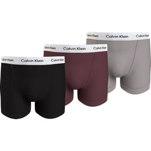 Calvin Klein heren boxers normale lengte (3-pack), bordeaux, zwart en grijs -  Maat: XL