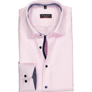 ETERNA modern fit overhemd, twill structuur heren overhemd, roze (blauw contrast) 48