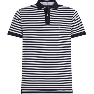 Tommy Hilfiger 1985 Regular Polo, heren poloshirt, blauw-wit gestreept -  Maat: XXL