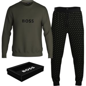 BOSS Relax Long Set, heren pyjama set, groen dessin