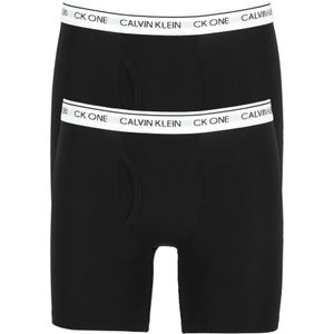 Calvin Klein CK ONE Cotton boxer brief (2-pack), heren boxer lang met gulp, zwart -  Maat: S
