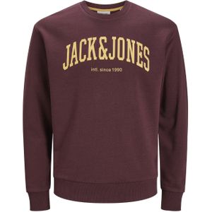 JACK & JONES Josh sweat crew neck regular fit, heren sweatshirt katoenmengsel met O-hals, bordeauxrood