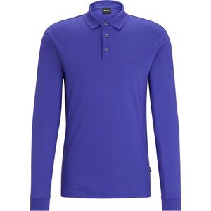 BOSS Pado regular fit polo lange mouw, jersey, donkerpaars