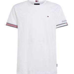 Tommy Hilfiger Flag Cuff Tee, heren T-shirt korte mouw O-hals, wit