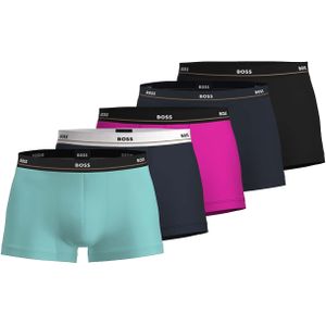 HUGO BOSS Essential trunks (5-pack), heren boxers kort, aqua, blauw, maganta, zwart -  Maat: XL