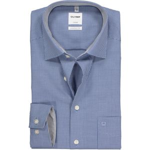 OLYMP Luxor comfort fit overhemd, donkerblauw met wit geruit (contrast) 49