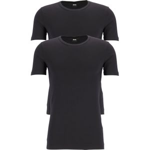 HUGO BOSS Modern stretch T-shirts slim fit (2-pack), heren T-shirts O-hals, zwart -  Maat: L