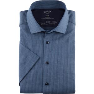 OLYMP Luxor 24/7 modern fit overhemd, korte mouw, popeline, marineblauw dessin