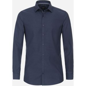 VENTI - Body Fit - Overhemd - Blauw - Mouwlengte 72 cm, Dobby Weving, Easy Iron