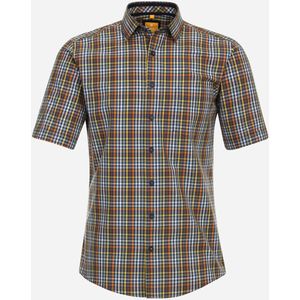 3 voor 99 | Redmond modern fit overhemd, korte mouw, popeline, geel geruit