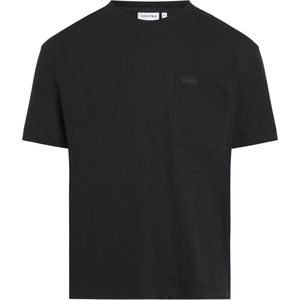 Calvin Klein Lightweight Slub Pocket T-shirt, heren T-shirt korte mouw O-hals, zwart -  Maat: L