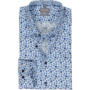 OLYMP comfort fit overhemd, popeline, licht- met donkerblauw en wit dessin