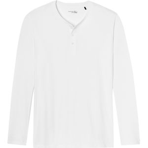 SCHIESSER Mix+Relax T-shirt, lange mouw O-hals met knoopjes, wit