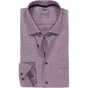 OLYMP Luxor comfort fit overhemd, dobby, paars met wit en blauw dessin