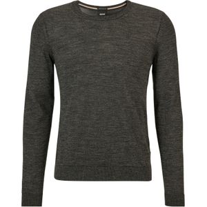 BOSS Leno slim fit trui wol, heren pullover met O-hals, zwart -  Maat: XL