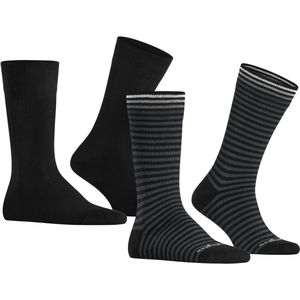 Burlington Everyday Stripe 2-Pack herensokken, zwart (black) -  Maat: 40-46