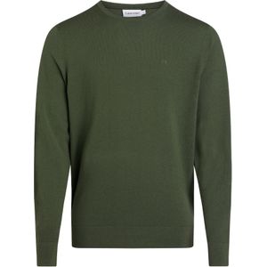 Calvin Klein heren pullover wol, Merino Crew Neck Sweater, groen -  Maat: M