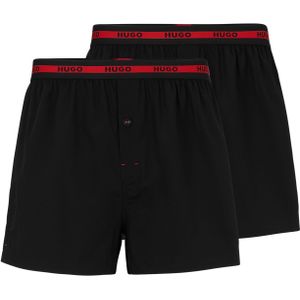 HUGO boxershorts woven (2-pack), heren boxers wijd model, zwart -  Maat: M