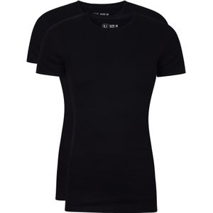 RJ Bodywear Everyday Groningen T-shirts (2-pack), heren rib T-shirts O-hals, zwart -  Maat: XXL