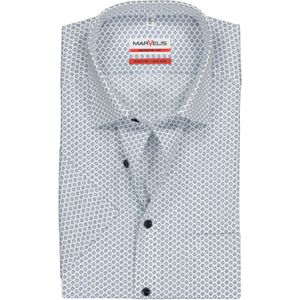 MARVELIS modern fit overhemd, korte mouw, wit met blauw dessin 46