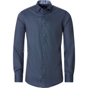 VENTI - Dobby - Overhemd - Blauw - Modern Fit