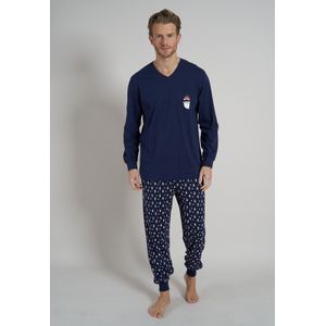 TOM TAILOR heren pyjama V-hals, donkerblauw dessin