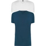 ALAN RED T-shirts Vermont (2-pack), V-hals, wit en denim blauw -  Maat: XL