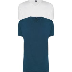 ALAN RED T-shirts Vermont (2-pack), V-hals, wit en denim blauw -  Maat: S