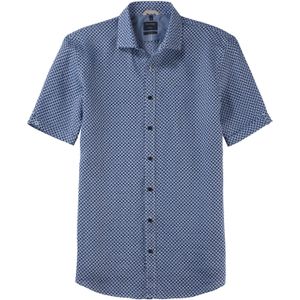OLYMP Casual modern fit overhemd, korte mouw, structuur, bleu dessin 53/54