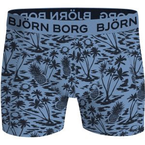 Bjorn Borg Cotton Stretch boxers, heren boxers normale lengte (1-pack), lichtblauwe print met ananas -  Maat: XXL