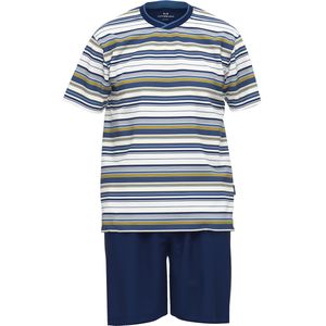 Gotzburg heren shortama O-hals, middenblauw gestreept -  Maat: XL