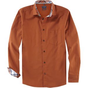 OLYMP Casual regular fit overhemd, structuur, bruin 37/38