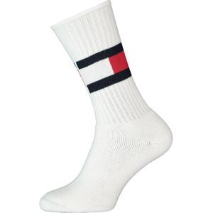 Tommy Hilfiger Flag Socks (1-pack), unisex sportsokken katoen, wit -  Maat: 43-46