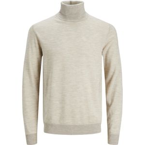 JACK & JONES Mark merino knit rollneck slim fit, heren trui wol met col, beige melange