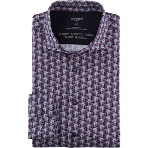 OLYMP Luxor 24/7 modern fit overhemd, tricot, marineblauw dessin