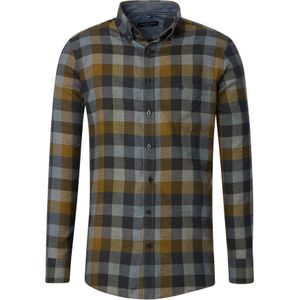 CASA MODA Sport comfort fit overhemd, dobby, blauw met groen geruit