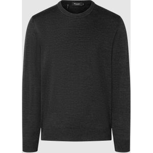 MAERZ Classic Fit heren trui met O-hals wol, antraciet grijs
