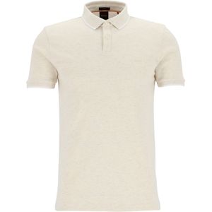 BOSS Passertip slim fit heren polo, pique, licht beige -  Maat: M