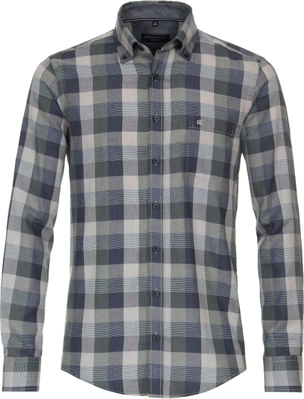 CASA MODA Sport casual fit overhemd, dobby, groen geruit