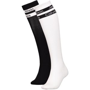 Calvin Klein Jeans Women Kneehigh Logo Ribbon (2-pack), dames kniekousen, wit dessin