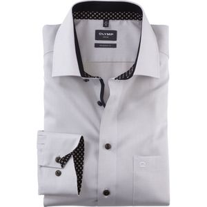 OLYMP Luxor modern fit overhemd, satijnbinding, taupe