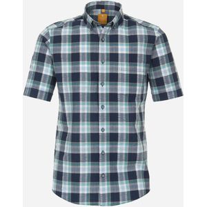 3 voor 99 | Redmond comfort fit overhemd, korte mouw, popeline, groen geruit 43/44