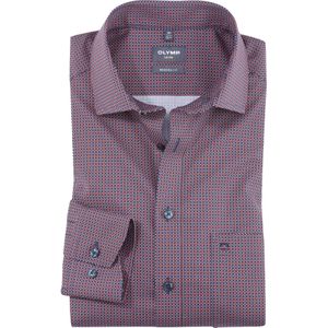 OLYMP Luxor modern fit overhemd, popeline, rood dessin