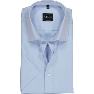 Venti - Overhemd - Blauw - Korte Mouw - 100% Katoen - Kent Kraag - Poplin