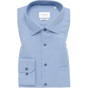 ETERNA modern fit overhemd, structuur, blauw mini dessin